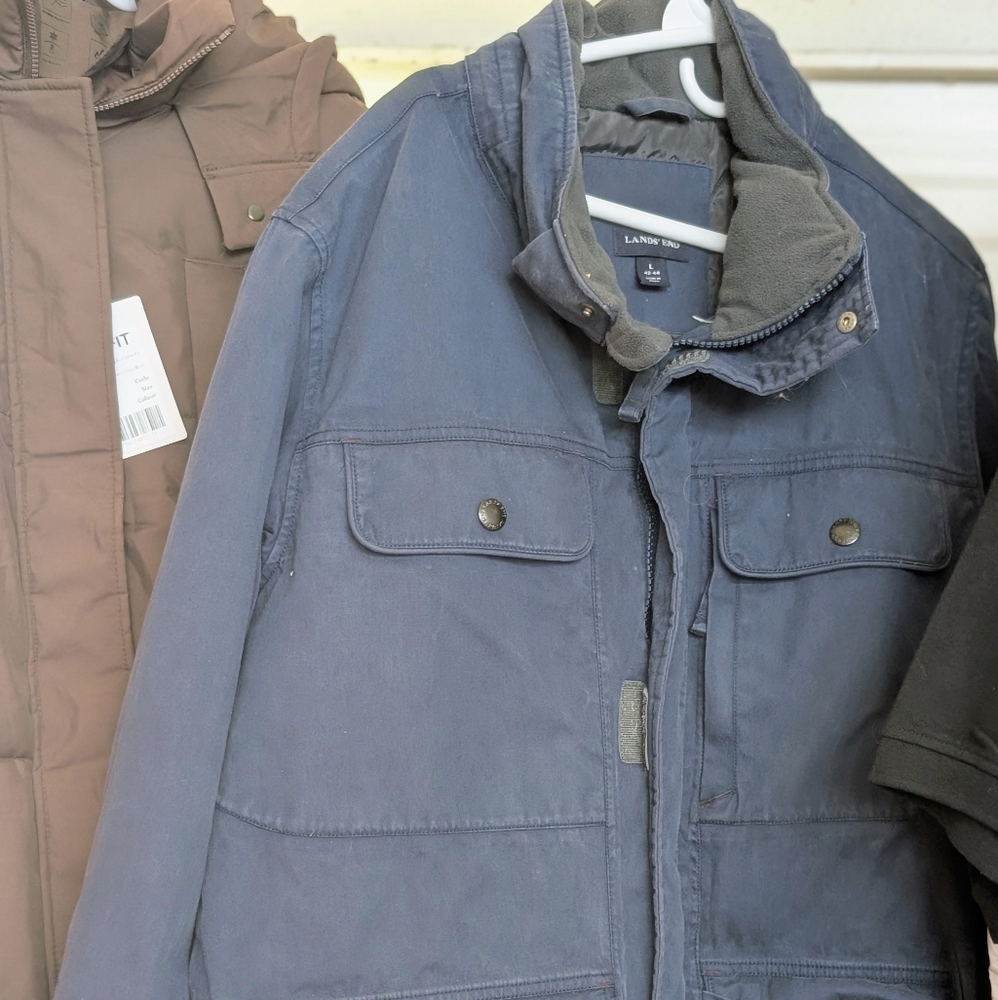 Vintage Blue Men Lands End Coat Size Large